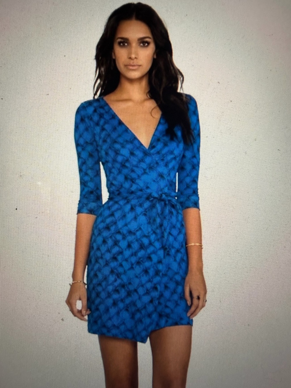 Diane Von Furstenberg New Julian Two Mini Wrap Dress Blue Black Diamond Sz 2